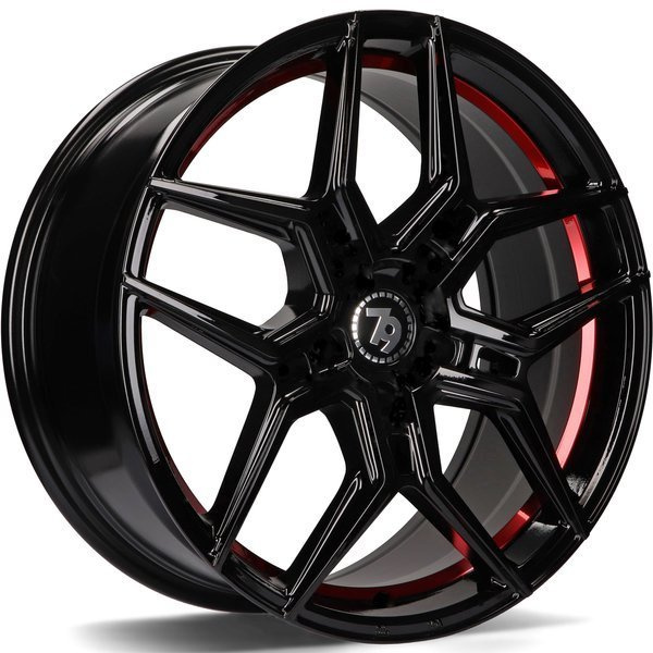 79WHEELS SV-B hliníkové disky 8x18 5x120 ET35 Black Glossy Red Inner Lip