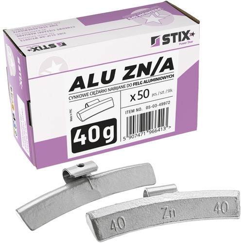 ALU Zinc scooped weights for aluminum rims ZN/A 40g / 50 pcs. - Stix