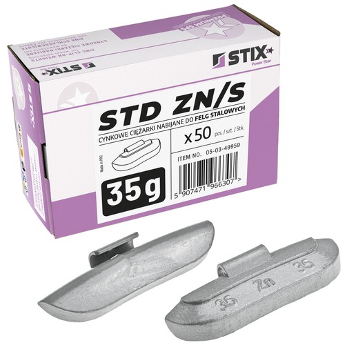 Clip on weights STD Zinc for steel wheels ZN/S 35g / 50 pcs. - Stix