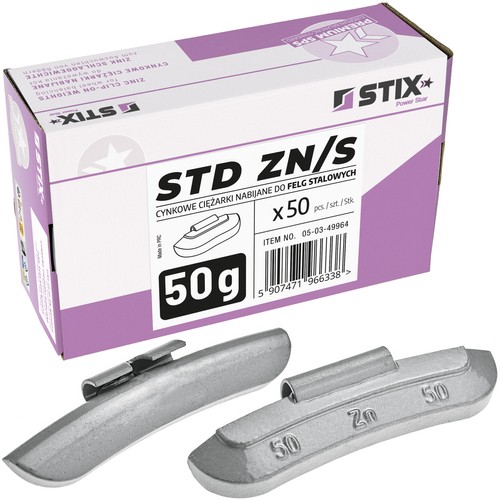 Clip on weights STD Zinc for steel wheels ZN/S 50g / 50 pcs. - Stix