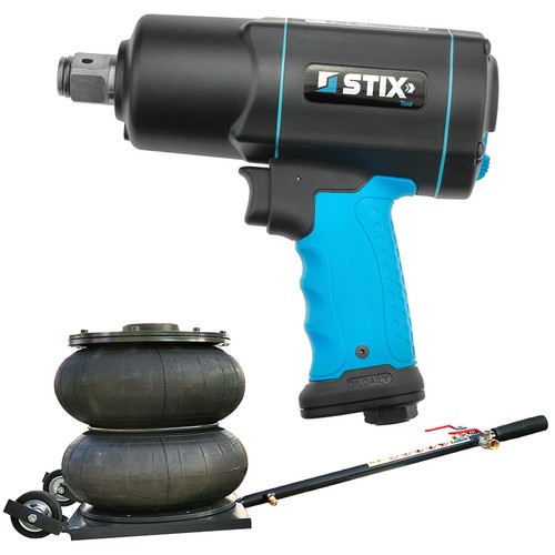 Composite Pneumatic Impact Wrench 2200Nm STIX STT-22 3/4" + Pneumatic Pillow Lift - Snowman 8T GSP8 STIX / Graphite