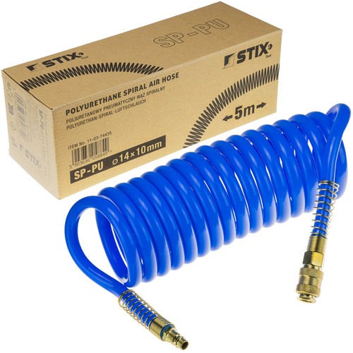 Pneumatic Spiral Hose SP-PU 14/10 mm (5 m), Polyurethane - PREMIUM STIX