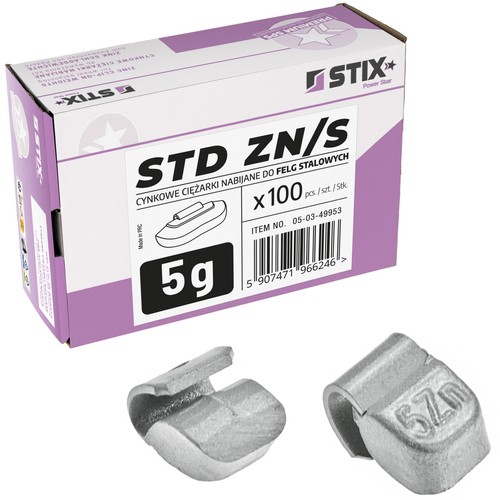 STD Zinc scooped weights for steel rims ZN/S 5g / 100 pcs. - Stix