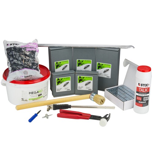 Starter kit for vulcanization, for tire replacement PREMIUM NR2 (scooped weights, glued weights, valves and more) - Stix