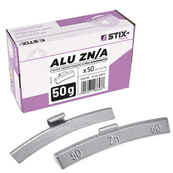 ALU Zinc scooped weights for aluminum rims ZN/A 50g / 50 pcs. - Stix