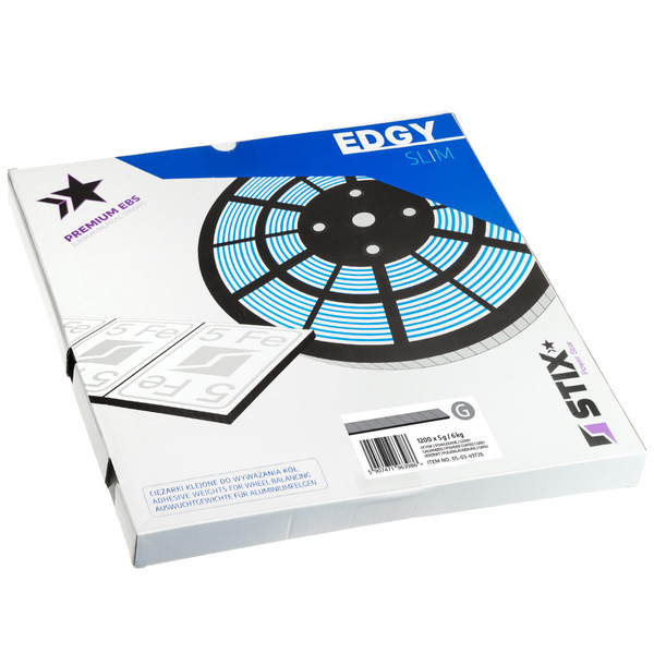Adhesive coated weight  for aluminum wheels on roll Edgy Slim Powder (1200x5 g / wide tape - Stix
