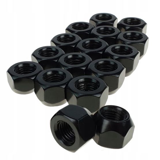 Black nuts for steel rims, wheels - M12x1.5 - (open without flange) for key 19 - Carbonado