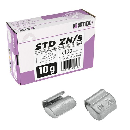 Clip on weights STD Zinc for steel wheels ZN/S 10g / 100 pcs. - Stix