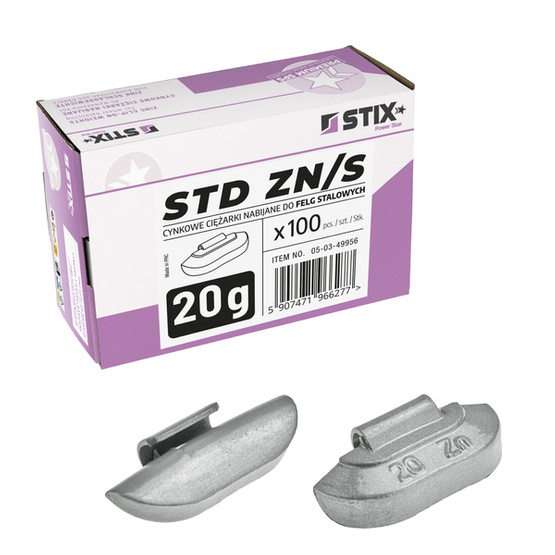 Clip on weights STD Zinc for steel wheels ZN/S 20g / 100 pcs. - Stix