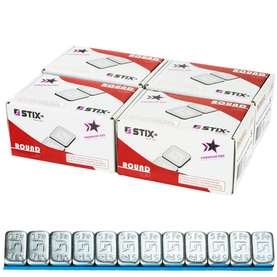 Glue weights for aluminum rims Rounded Slim - 60g (12x5g / galvanized / wide band) - 400 pcs. - Stix