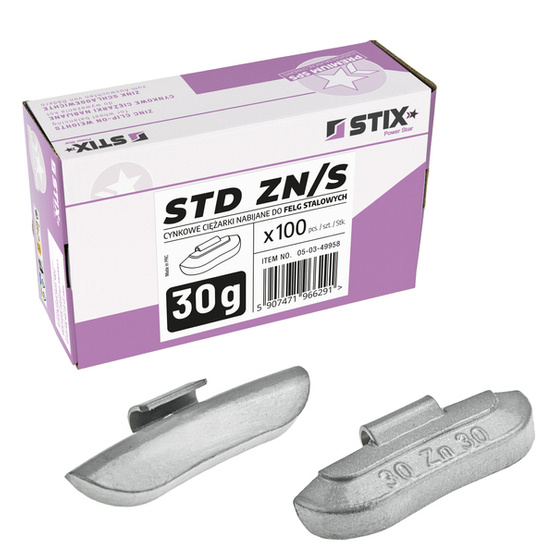 STD Zinc scooped weights for steel rims ZN/S 30g / 100 pcs. - Stix