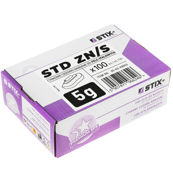 STD Zinc scooped weights for steel rims ZN/S 5g / 100 pcs. - Stix