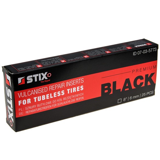 Tire repair butyl cords 6 mm (8" / 200 mm, black) 25 pcs - Stix