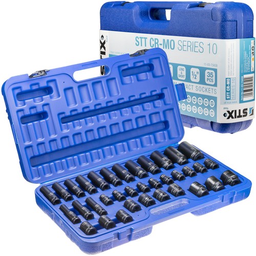 1/2" Schlag-Steckschlüssel, Lang und Kurz, 35-teiliger Satz, im Koffer (8 bis 32 mm) STT CR-MO SERIES 10 - Stix Tool