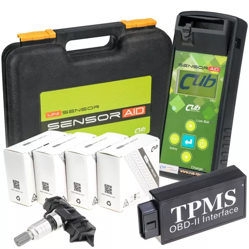 Starter Set: Sensor AID Pro 3.0 Programmiergerät + 4 433MHz UNI Sensor Drucksensoren + OBDII Modul - CUB