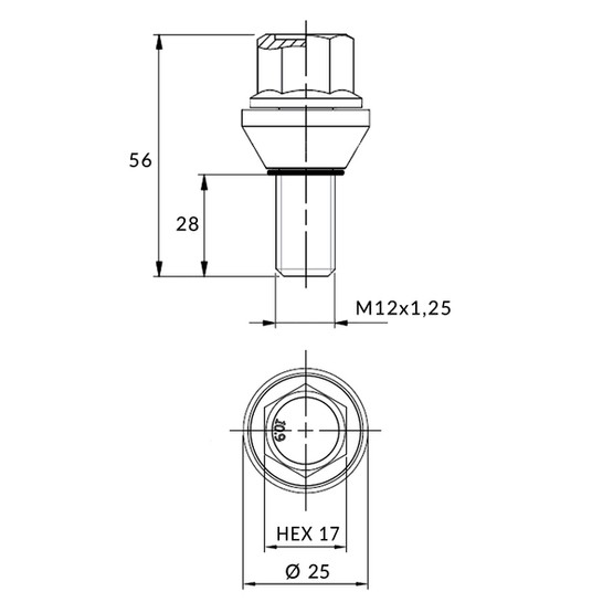 M12x1.25 schwimmend gelagerte Steigungsänderungsschraube - (beweglicher Konus) - Carbonado