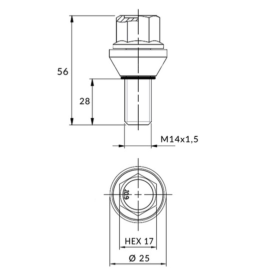 M14x1.5 schwimmende Steigungsänderungsschraube - (beweglicher Konus) - Carbonado