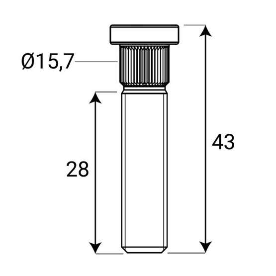 Radbolzen Stehbolzen Rändelbolzen M14x1,5 Rändel 15,7mm Gesamtlänge 