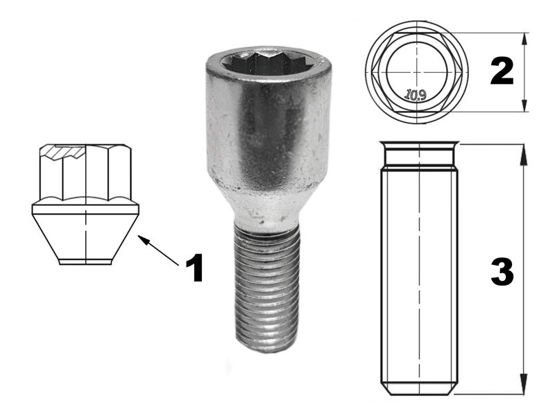 Radschraube M12x1,5 Torx Sternschraube 10 Kant