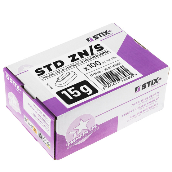 STD verzinkte Gewichte für Stahlfelgen ZN/S 15g / 100 Stück. - Stix