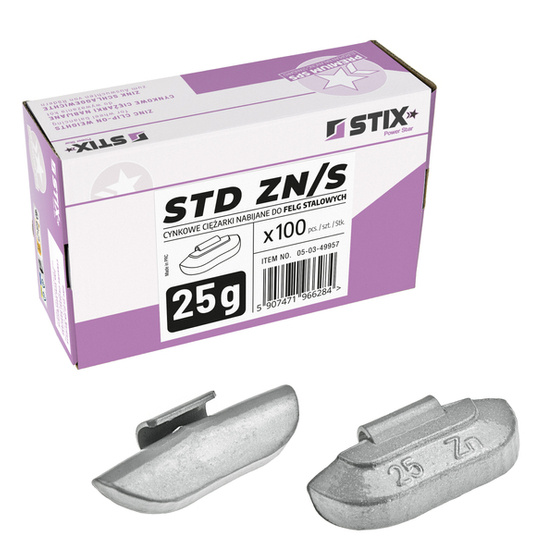 STD verzinkte Gewichte für Stahlfelgen ZN/S 25g / 100 Stück. - Stix