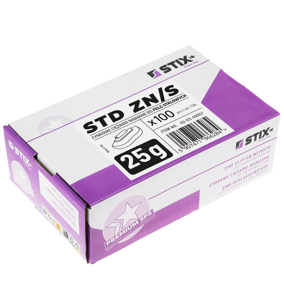 STD verzinkte Gewichte für Stahlfelgen ZN/S 25g / 100 Stück. - Stix