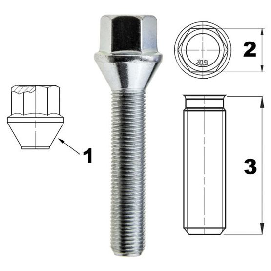 Schraube für Felgen / Räder M12x1.25 Konus / K17 - 50 mm