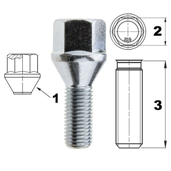 Schraube für Felgen / Räder M12x1.50 Konus / K19 - 26 mm