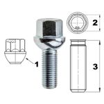 Schraube für Felgen / Räder M12x1.50 Kugel / K17 - 24 mm