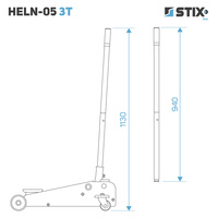 Hydraulischer Rangierwagenheber / Wagenheber, Hubhöhe 130–480 mm HELN-05 3T – Stix