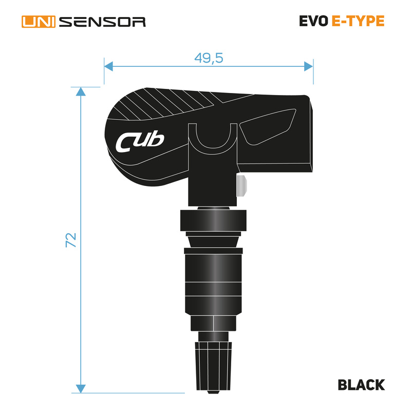 Czujnik ciśnienia CUB TPMS UNI Sensor 4.0 EVO E-type - Clamp-In Black 