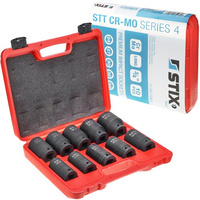 3/4" Long Impact Sockets, 10-Piece Set in Case (24, 27, 30, 32, 33, 34, 36, 38, 41, 46) STT CR-MO SERIES 4 - Stix Tool