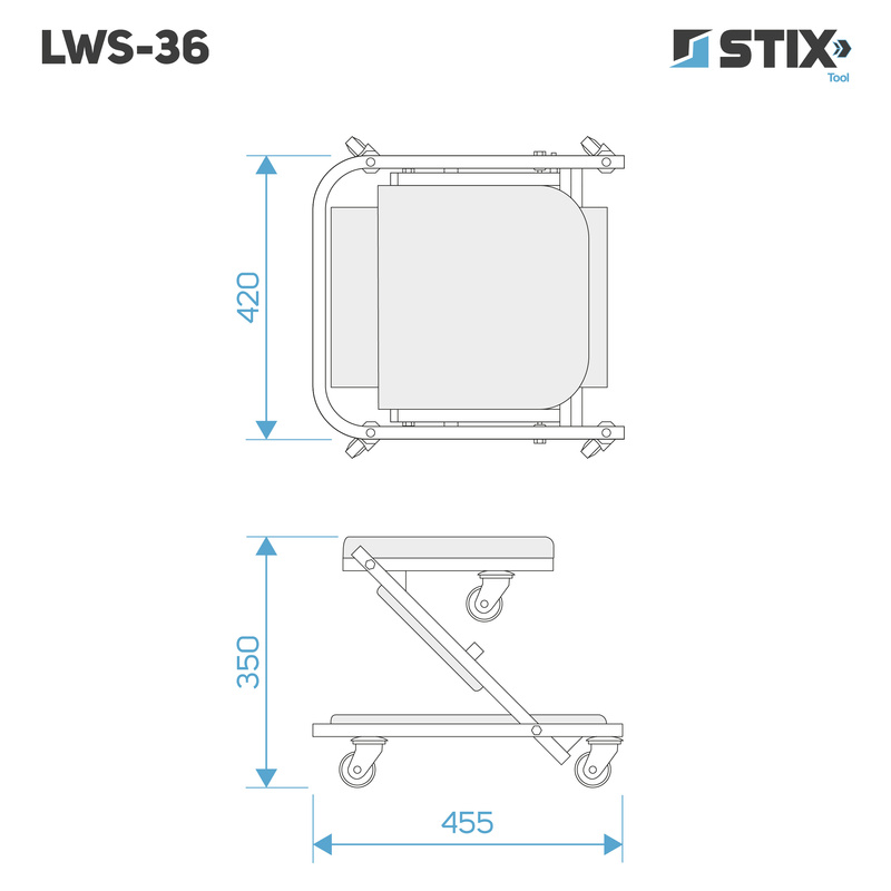 Klappbare Werkstattliege / Werkstatt-Hocker 2-in-1 LWS-36 – Stix