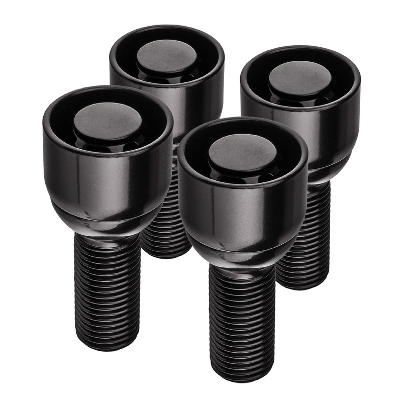 Śruby zabezpieczające antykradzieżowe do felg aluminiowych / M14x1.5 kula / gwint 30 mm czarne - Carbonado C-Block 