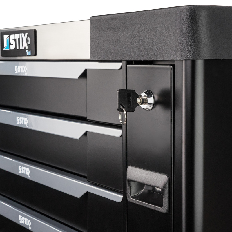 Werkzeugschrank / Werkstattwagen mit 7 Schubladen, ausziehbarem Seitenschrank + Werkzeugsatz – UltimatePro B7/TS1 – Stix
