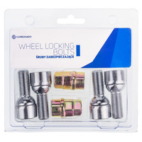 Anti-theft locking wheel bolts for alloy wheels / M14x1.5 ball seat / 30 mm thread, chrome – Carbonado C-Block