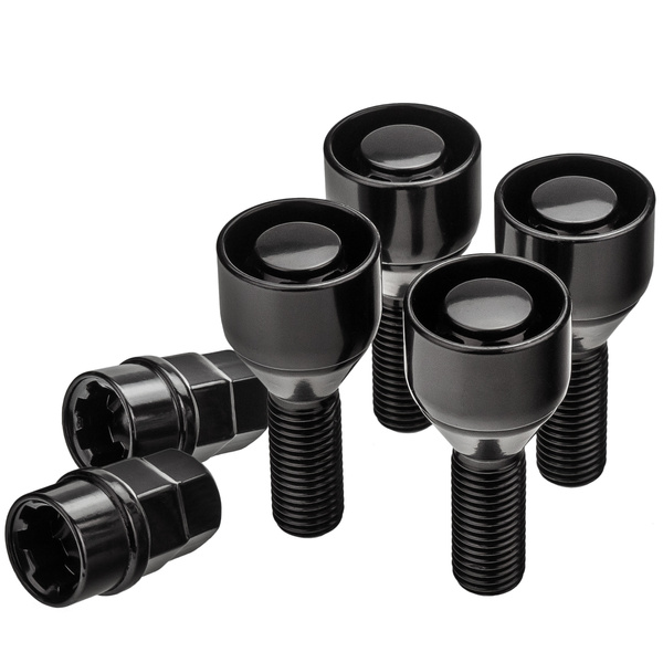 Anti-theft locking wheel bolts for alloy wheels / M12x1.25 conical seat / 28 mm thread, black – Carbonado C-Block