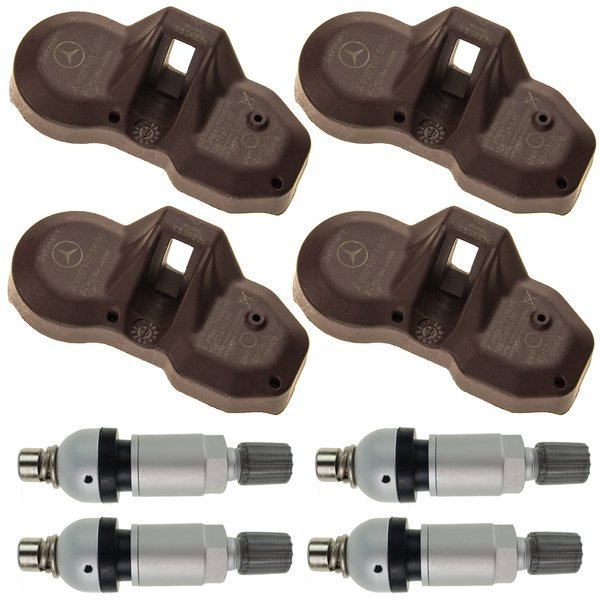 4 x HUF TSSRE3c pressure sensor A0009055805 315Mhz + 4 x TPMS-07 valve