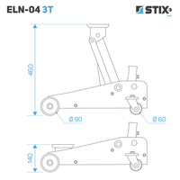 Hydraulic Floor Jack / Trolley Jack, lifting height 140–460 mm ELN-04 3T – Stix