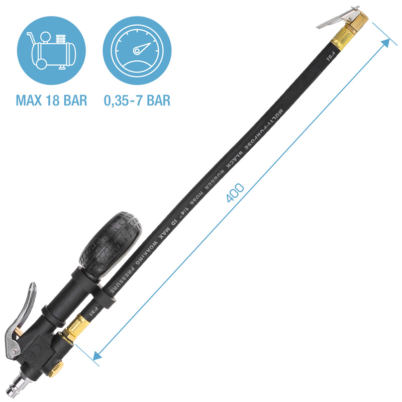 Digital Reifendruckprüfer und Reifenfüller LCD PSAIR-3 0-18 BAR STIX