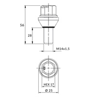 M14x1.5 schwimmende Steigungsänderungsschraube - (beweglicher Konus) - Carbonado