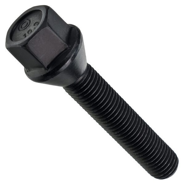 Czarna śruba do felg M12x1.50 55 mm – klucz 17. Stożek