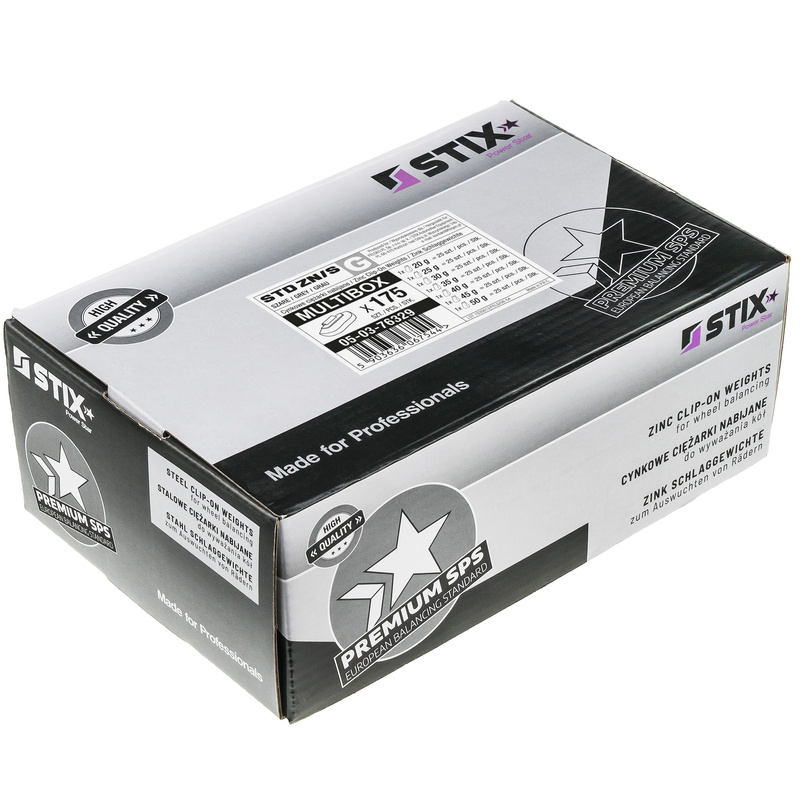 Zestaw ciężarki nabijane STD Cynkowe do felg stalowych ZN/S 20-50g / 175 szt. - Stix