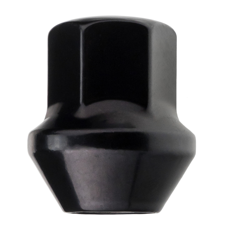 Schwarze Radmuttern für Aluminiumfelgen, Ford-Typ – M12x1,5 / geschlossen, Schlüsselweite 19 mm – Carbonado