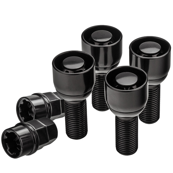 Anti-theft locking wheel bolts for alloy wheels / M14x1.5 ball seat / 30 mm thread, black – Carbonado C-Block