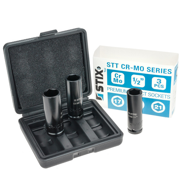 PREMIUM STT CR-MO long socket set in case 17/19/21 - Stix Tool