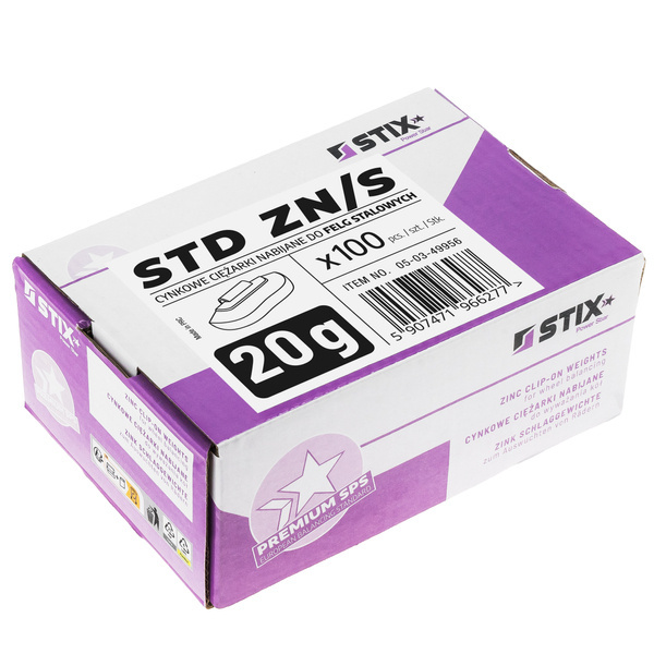 Clip on weights STD Zinc for steel wheels ZN/S 20g / 100 pcs. - Stix