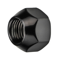 Black wheel nuts for steel rims, M14x1.5, open-ended, flangeless, 21 mm hex – Carbonado