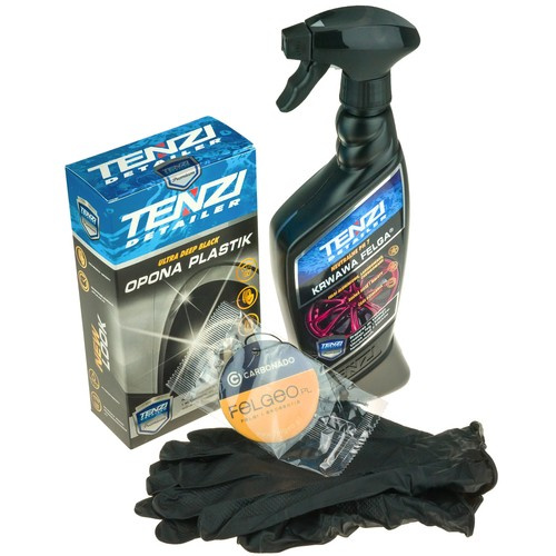 Werbeset (Handschuhe, Autoduft, Reifenpolitur, blutige Felge)