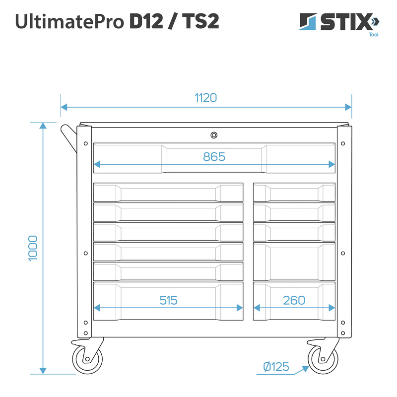 Rolling tool cabinet with tool set UltimatePro D12/TS2 - Stix